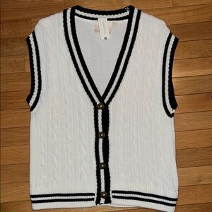 White and Black Women's Sweater Vest